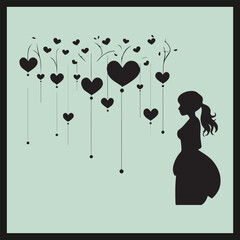 silhouette of a girl with a heart