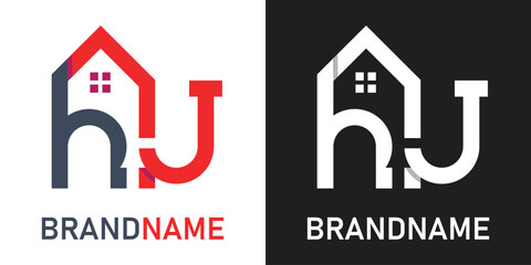 Letter hj home logo design template