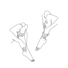 Beautiful woman legs one line art, continuous line drawing, body care, pedicure, beauty salon, spa. Feet icon, fashion abstract isolated vector illustration. Print and logo design.