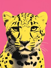 Close Up of Leopard on Pink Background. Printable Wall Art.