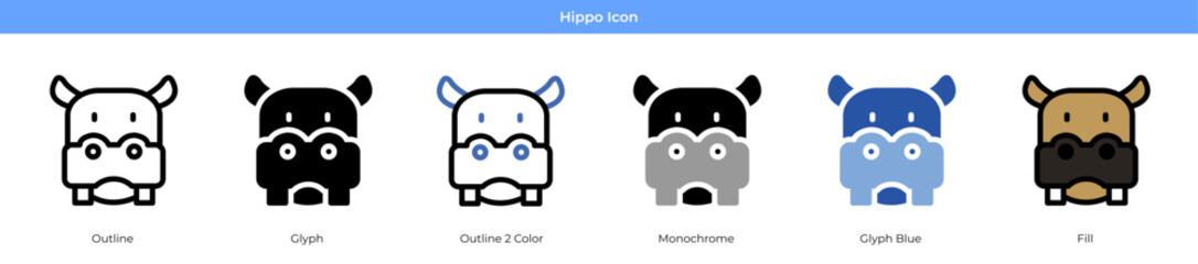 Hippo Icon Set