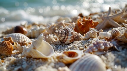 Obraz na płótnie Canvas strafish and shells on the beach