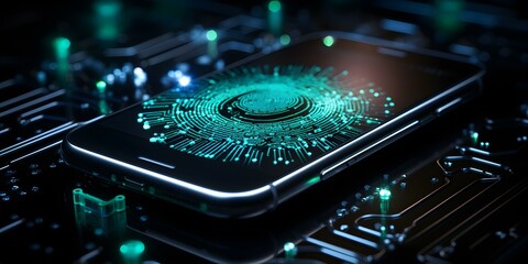 Unlocking Cellphones Using Fingerprint Biometric Technology. Concept Biometric Security, Fingerprint Recognition, Security Technology, Mobile Devices, Unlocking Mechanisms