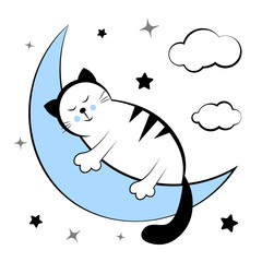 the cat sleeps on the moon. Doodle