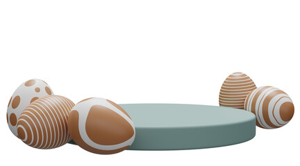 easter egg podium pedestal. 3d render illustration. Happy Easter pedestal scene for product display
