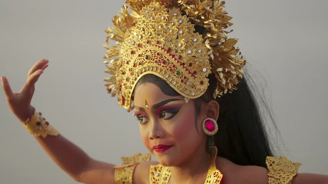 Young asian dancer in traditional clothes or costume or attire, Bali, Indonesia