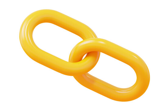3d yellow chain or link Icon. Stock vector illustration on isolated background.