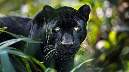Naklejka na ściany i meble black panther in the forest
