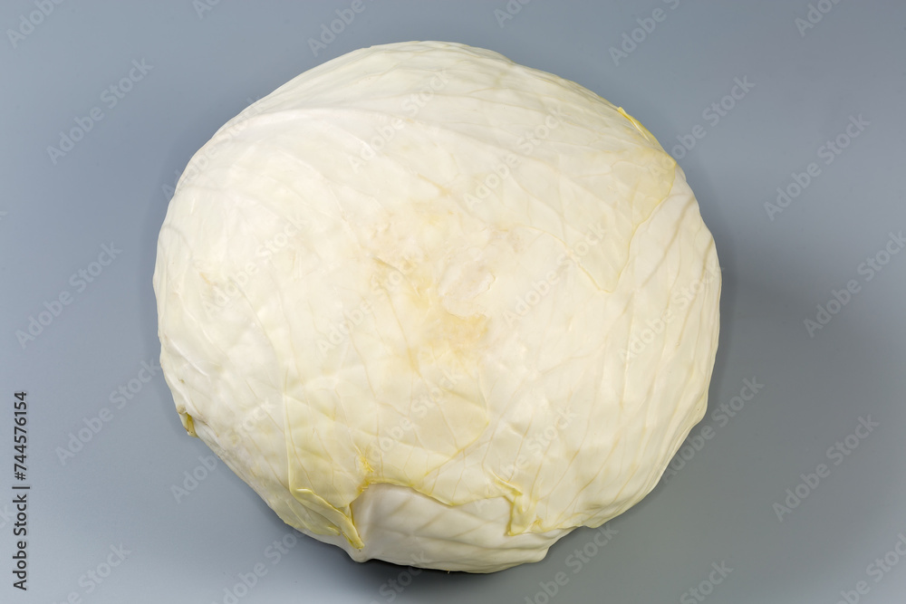 Wall mural Head of the late white cabbage on a gray background - Wall murals
