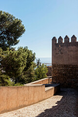 architecture at Gibralfaro Castle in Malaga, Spain  - 744576330