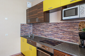 interior kitchen and dining room, refectory area, cooking equipment, table furniture, stove