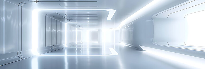  Abstract white room with neon accents, creating a high-tech and futuristic atmosphere for a variety of design projects