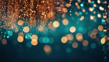 abstract glitter lights as the background. Change the colors to copper and teal while preserving...