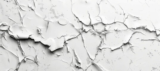 Cracked white paint on wall. Generative AI technology.