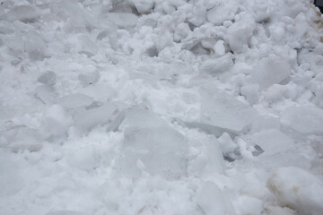 Ice blocks of snow falling from roofs