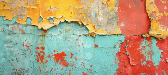 Rough wall with peeling paint texture. Generative AI technology.