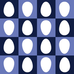 white egg pattern on blue background
