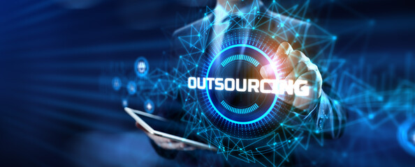 Outsourcing global recruitment human resources management concept.