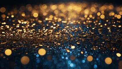 background of abstract glitter lights. Replace the gold with silver and the black with navy blue....