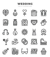 Set of Wedding icons. Vector Illustration.