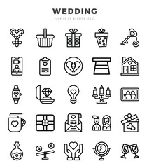 Vector icons set of Wedding. Lineal style Icons.