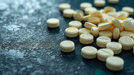 Beauty in Disorder: Pills on Dark Table