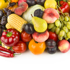 Set of vegetables and fruits isolated on a white.
