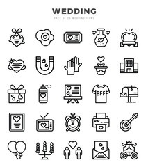 Set of Wedding Icons Lineal icons collection.