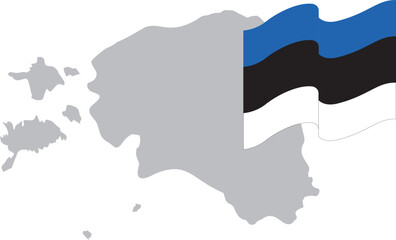 Estonia vector map with the flag 