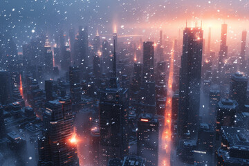 Obraz premium city in heavy snow