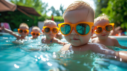 a little one captures the essence of fun in the sun with a poolside selfie - Powered by Adobe