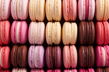 delicious vibrant pink macarons pattern, bakery, spring background