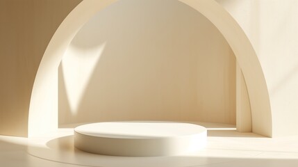 Warm-toned minimalist architecture with soft shadows for interior design or architectural background use.