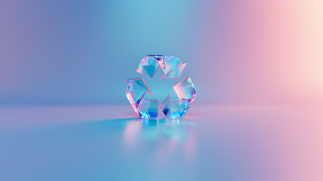 Recycling logo made up of glass - ecological waste management and a sustainable and economical lifestyle