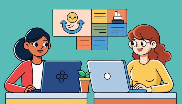 two women coding, showcasing their skills in programming languages like Python, JavaScript, and Java.