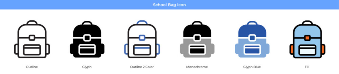 School Bag Icon Set