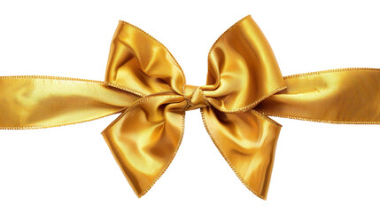 Golden bow with ribbon isolated on white background