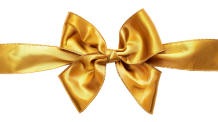 Golden bow with ribbon isolated on white background