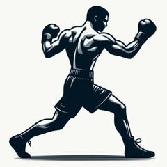 Fototapeta na wymiar silhouette of a boxer
