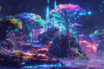 Obraz premium NFT marketplace a vibrant digital art auction showcasing unique creations dynamic and colorful