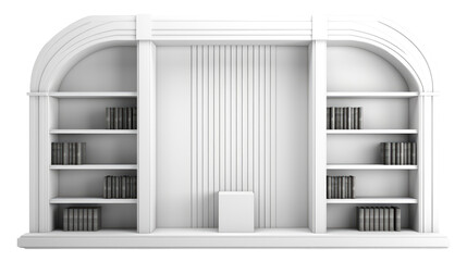 bookcase furniture Interior design concept furniture for living isolated on clear png background and transparent background, AI generative.	