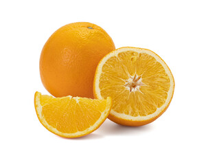 Ripe orange isolated on white background Clipping Path