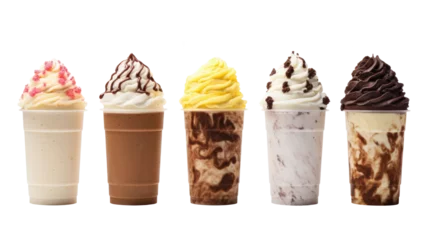 Foto op Plexiglas icecream milkshake on white isolated on clear png background and transparent background. food drink and dessert concept for cafe and restaurent, AI generative.  © Adisakdi