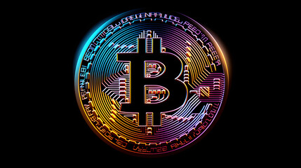  a black background image with a bitcoin printed on it