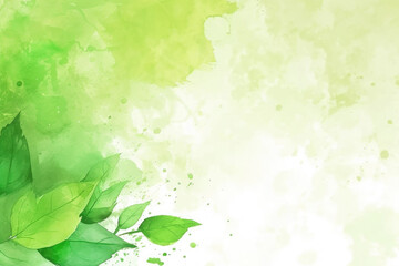 Vibrant watercolor painting of green leaves on white background