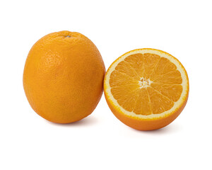 Ripe orange isolated on white background Clipping Path
