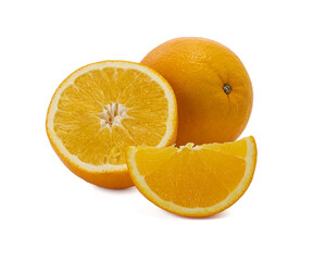 Ripe orange isolated on white background Clipping Path