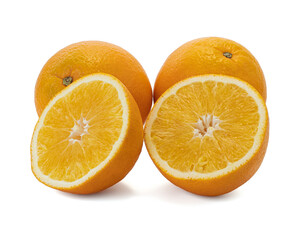 Ripe orange isolated on white background Clipping Path