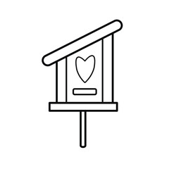 Birdhouse icon. Vector outline drawing.  