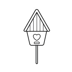 Birdhouse icon. Vector outline drawing.  